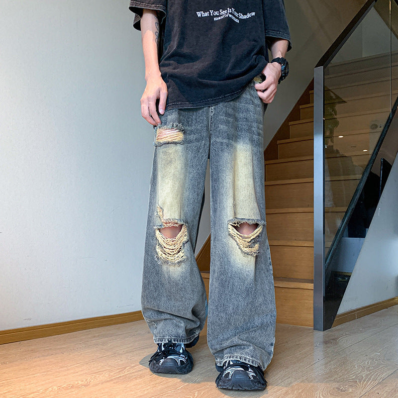 calça jeans rasgado Verão hip-hop