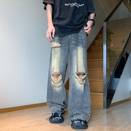 calça jeans rasgado Verão hip-hop