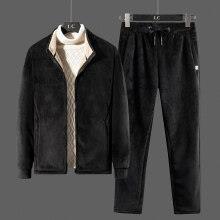 conjunto masculino de jaqueta de algodão e calça moletom high street