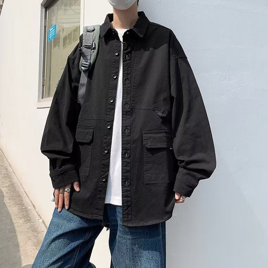 Jaqueta de cor sólida material de algodão masculino