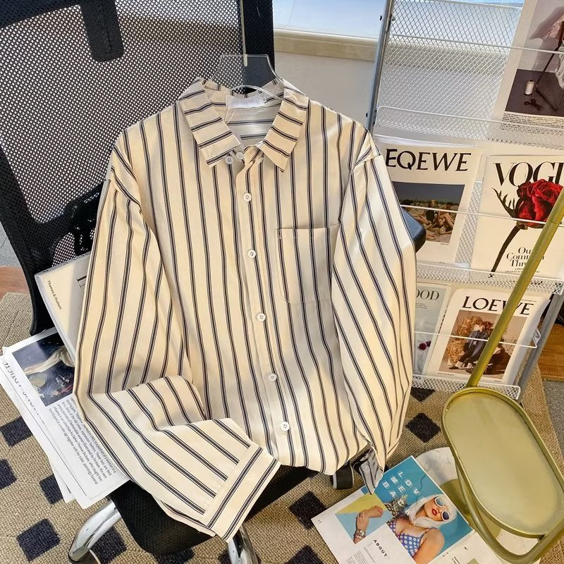 Camisa de manga comprida listrada masculina