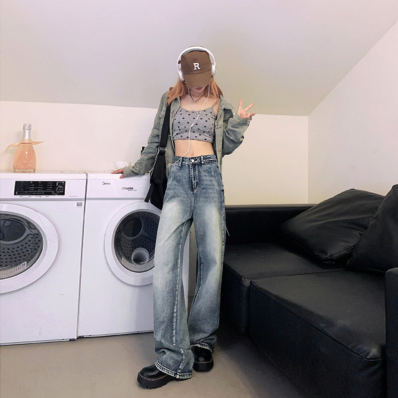 calça jeans perna larga feminino