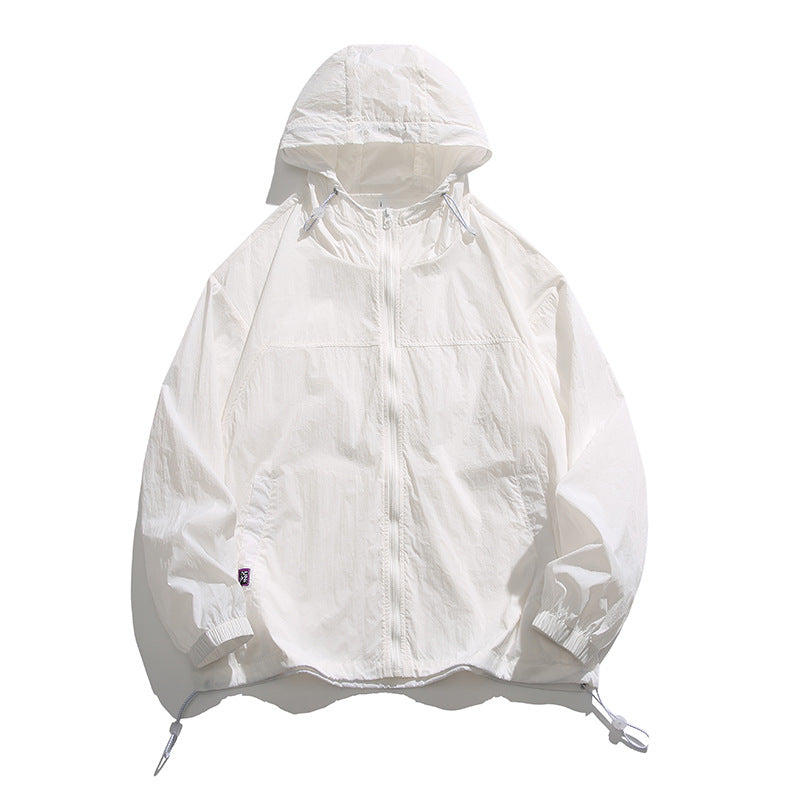 jaqueta corta vento masculina com touca e bolsos