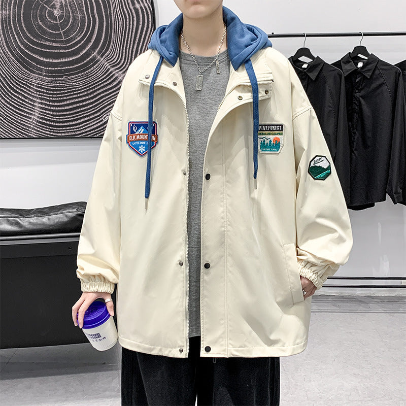 jaqueta masculina de botão estilo hip hop streetwear com touca embutida