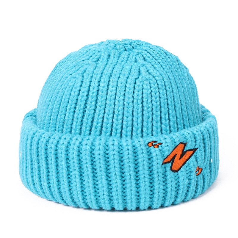 gorro de algodão e malha grosso para Outono e inverno bordado com ''N''
