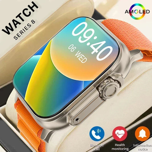 Relógio inteligente masculino T900 Ultra 2, Tela AMOLED, Bússola NFC, Impermeável, Apple Watch, IWO Ultra 8, 49mm, Série 8, 2.3 ", 2024