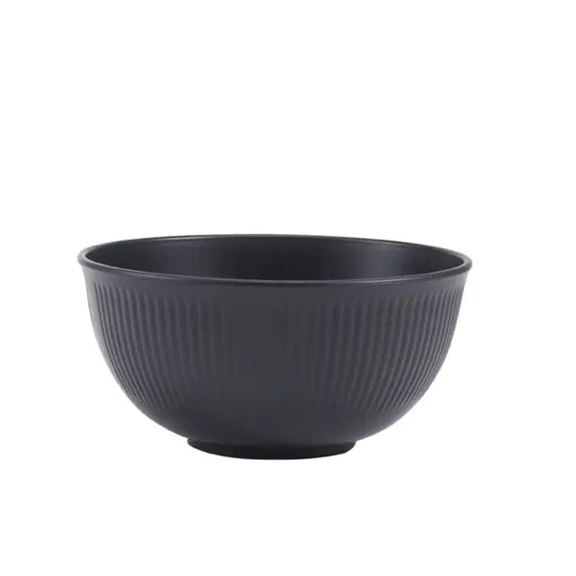 Preto Conjunto De Louça Com Listras Verticais, Eco-Friendly, Plástico, Anti-Queda, Prato, Tigela, Copa, Conjunto De Talheres, Ao Ar Livre, 3pcs