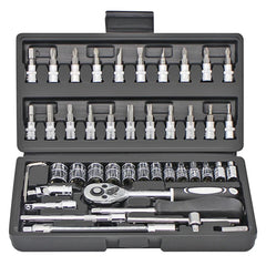 46 pçs conjunto de soquete ferramenta de reparo do carro catraca chave inglesa conjunto chave de fenda chave de fenda chave de fenda profissional kit de ferramentas de metalurgia