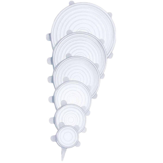 Kit 6 Tampas Silicone Flexível Panela Pote Lavável Universal Cozinha