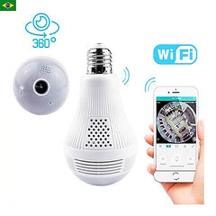 Camera Ip Seguraca Lampada Panoramica Espia Wifi V380