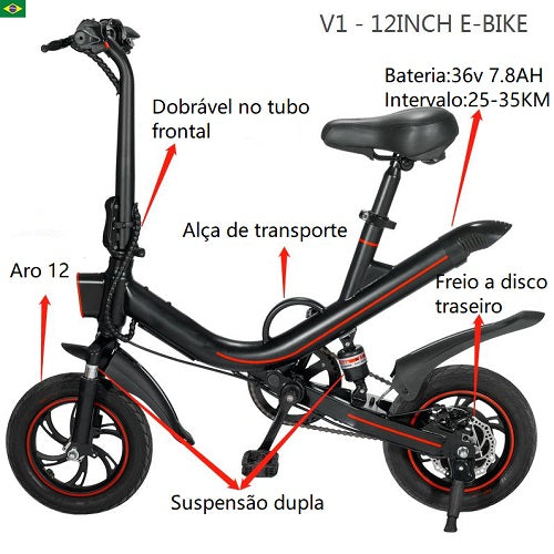 Bicicleta Elétrica E-Bike até 35KM