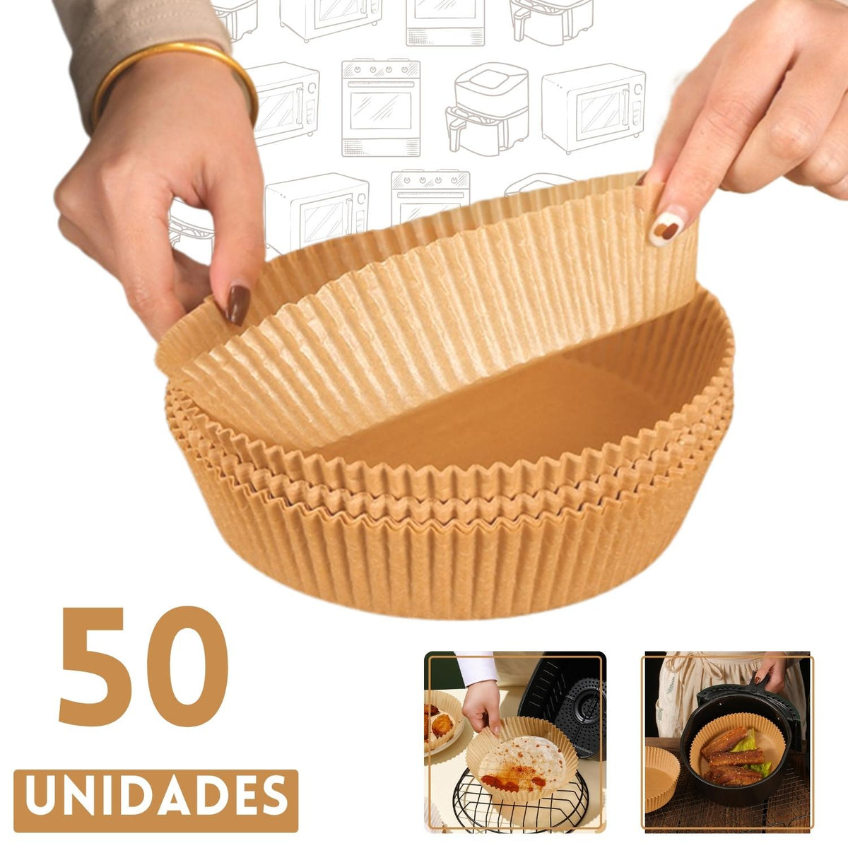 Bandeja De Papel 50 Peças Forro Air Fryer Descartável para Fritadeira