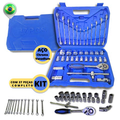 Jogo Soquetes 37 Peças 8 A 32mm Kit De Ferramentas Completo