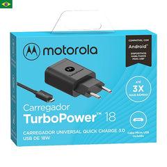 Carregador De Parede Motorola Turbo Power 18w - Cabo Micro Usb