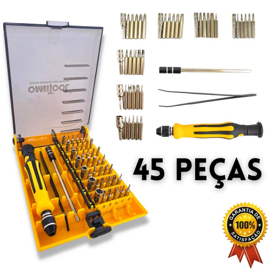 KIT Ferramentas 45 em 1 Reparo de Celular, Tablets, Notebook, PC, Smartwatch