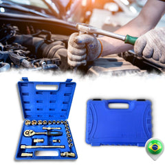 Jogo Soquetes 22 Peças 10 A 32mm Kit De Ferramentas Completo