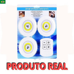 Kit 3 Lampada Luminaria Led Spot Sem Fio Com Controle Remoto