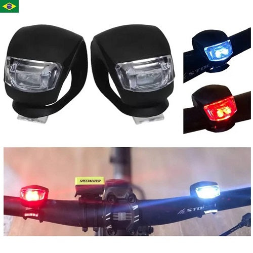 Kit 2 Luz De Segurança Par Dianteira azul Traseira Vermelha Bicicleta Led Farol Lanterna Bike