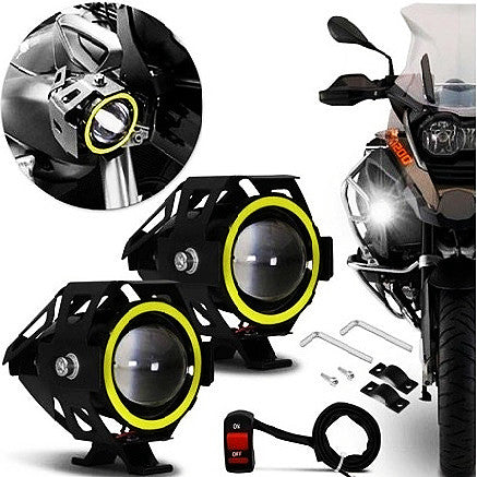 Par Farol Milha Moto Angel Eye U7 Led Auxiliar 30w Neblina