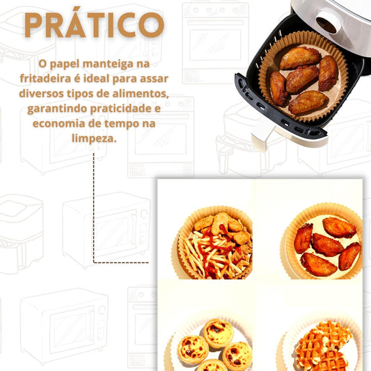 Bandeja De Papel 100 Peças Forro Air Fryer Descartável para Fritadeira