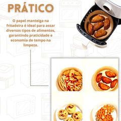 Bandeja De Papel 50 Peças Forro Air Fryer Descartável para Fritadeira