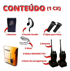 Kit 6 Rádio Comunicador Walk Talk Baofeng - Bf - 777s