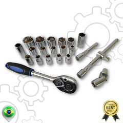 Jogo Soquetes 22 Peças 10 A 32mm Kit De Ferramentas Completo