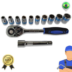 Jogo Soquetes 12 Peças 10 A 22mm Kit De Ferramentas Completo