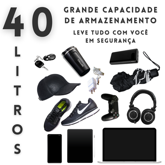 Mochila Bolsa Notebook Grande com Cabo Usb/Fone Capa De Chuva - 7689