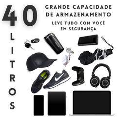 Mochila Bolsa Notebook Grande com Cabo Usb e Fone Capa De Chuva  - 7630