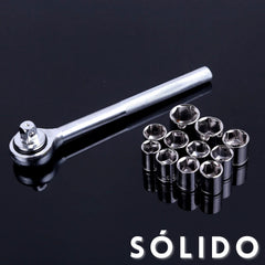 KIT Ferramentas Jogo Com 40 Peças Soquetes de Chave Catraca, Canhão Cachimbo