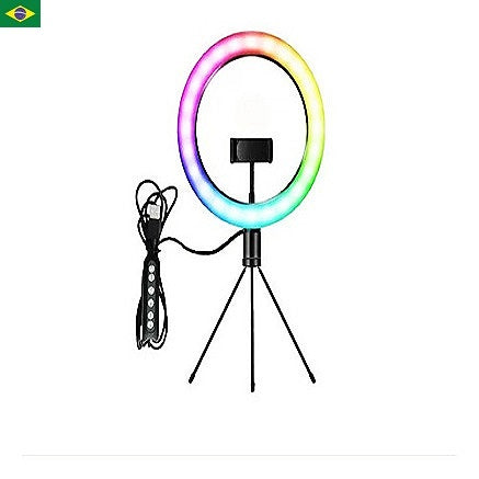 Ring Light 8 Polegada Colorida 20 Com Tripé De Mesa Youtuber