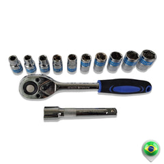 Jogo Soquetes 12 Peças 10 A 22mm Kit De Ferramentas Completo