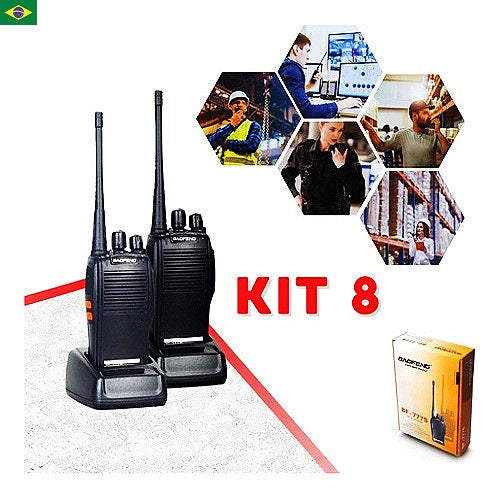 Kit 8 Rádio Comunicador Walk Talk Baofeng - Bf - 777