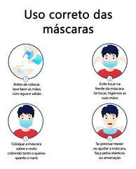 Kit 50 Máscara Descartável Infantil Clip Nasal Tripla Lisa