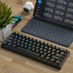 Leaven-Wired teclado mecânico com 61 teclas, luzes RGB, com Led projetado para uso em ESports, jogos, escritório e possui teclas personalizáveis