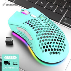 Mouse gamer Sem Fio com Led RGB em Formato de Colmeia de Abelha, Recarregável, para Desktop, PC, Computadores, Notebook, Laptop, 2.4G, USB, BM600