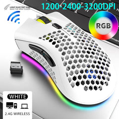 Mouse gamer Sem Fio com Led RGB em Formato de Colmeia de Abelha, Recarregável, para Desktop, PC, Computadores, Notebook, Laptop, 2.4G, USB, BM600